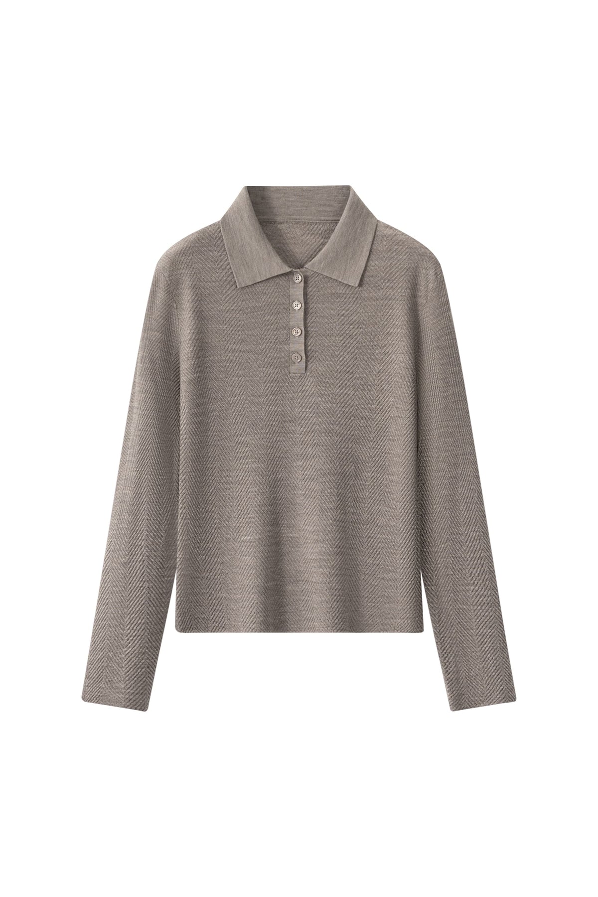 Women's 100% Fine Wool Long Sleeve Polo Sweater