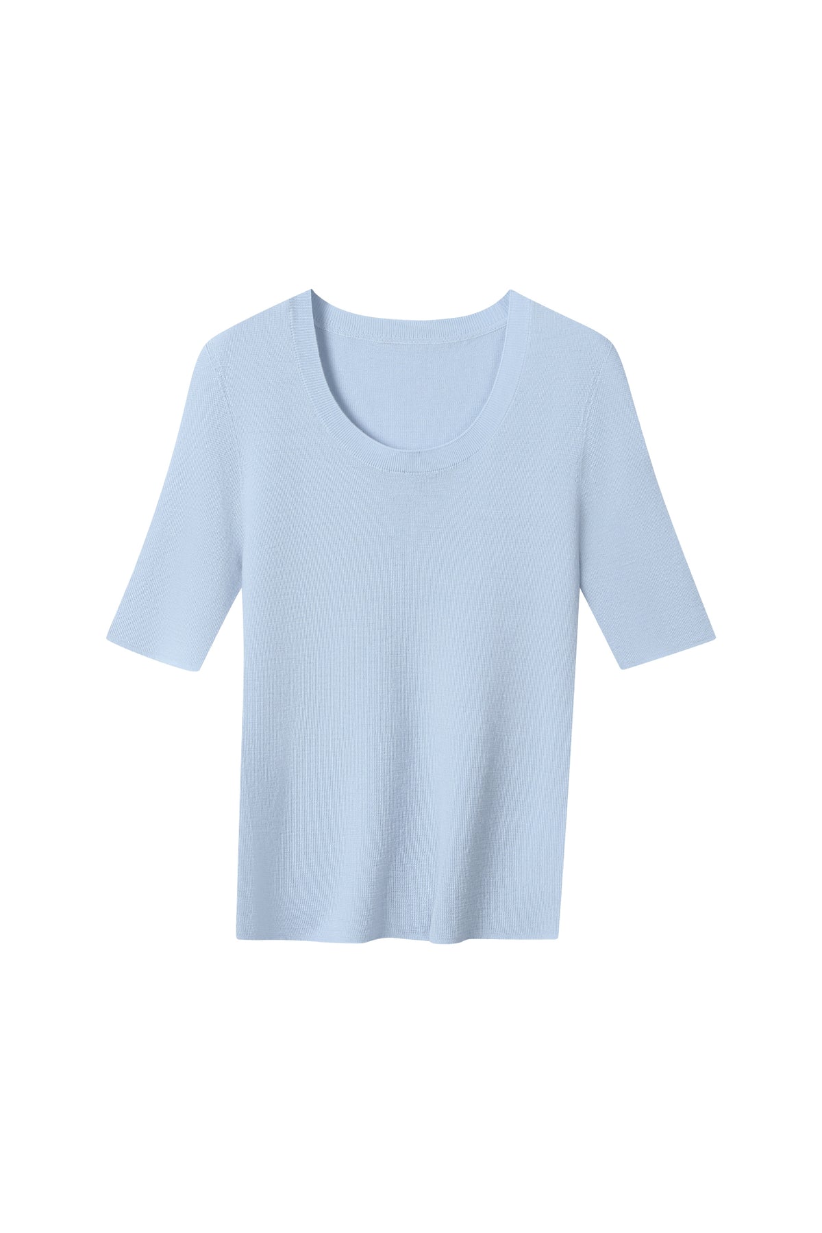 Women's 100% Fine Wool Scoop Neck Half Sleeve Sweater