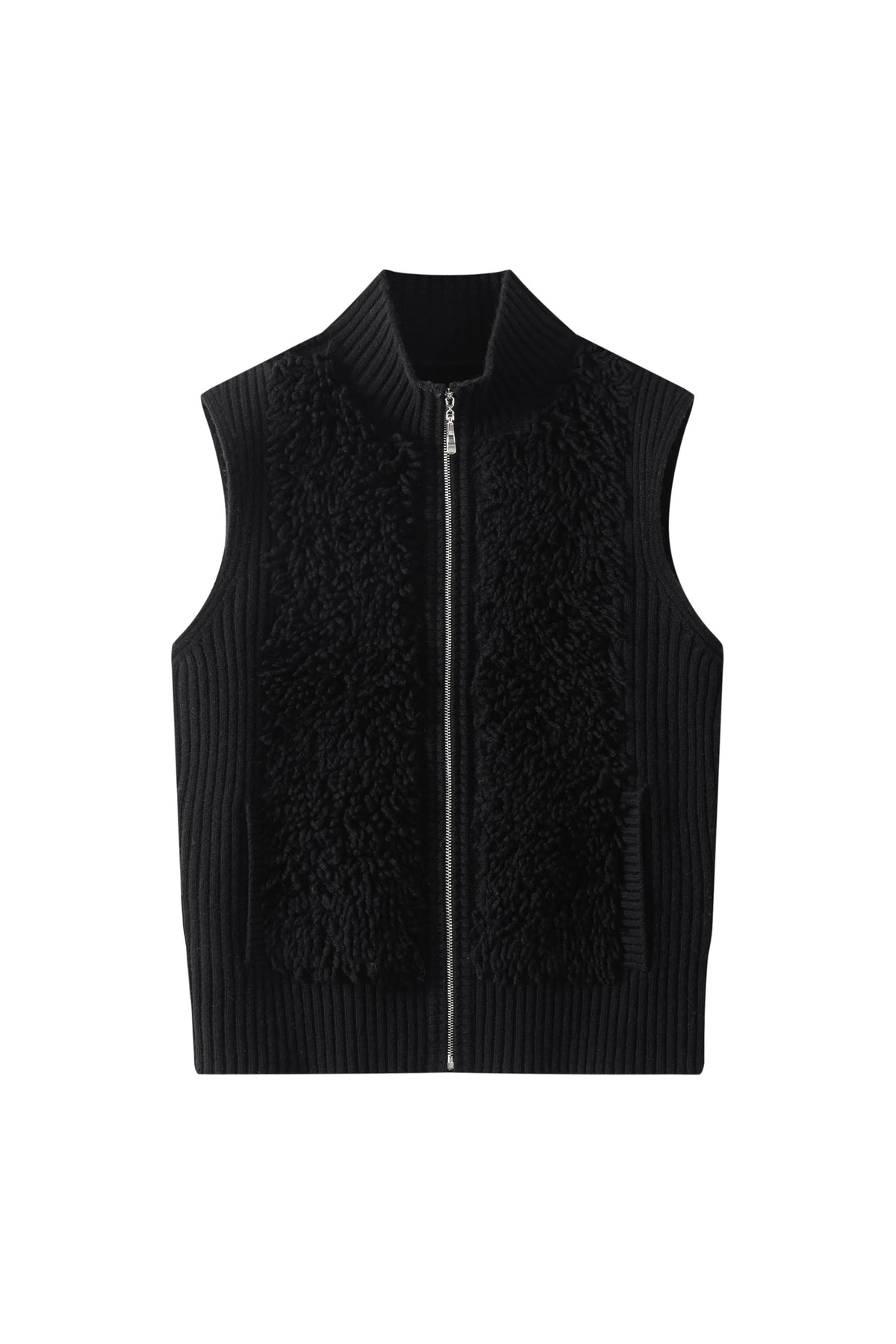 Women's 100% Fine Wool Sleeveless Zip-Up Knit Vest