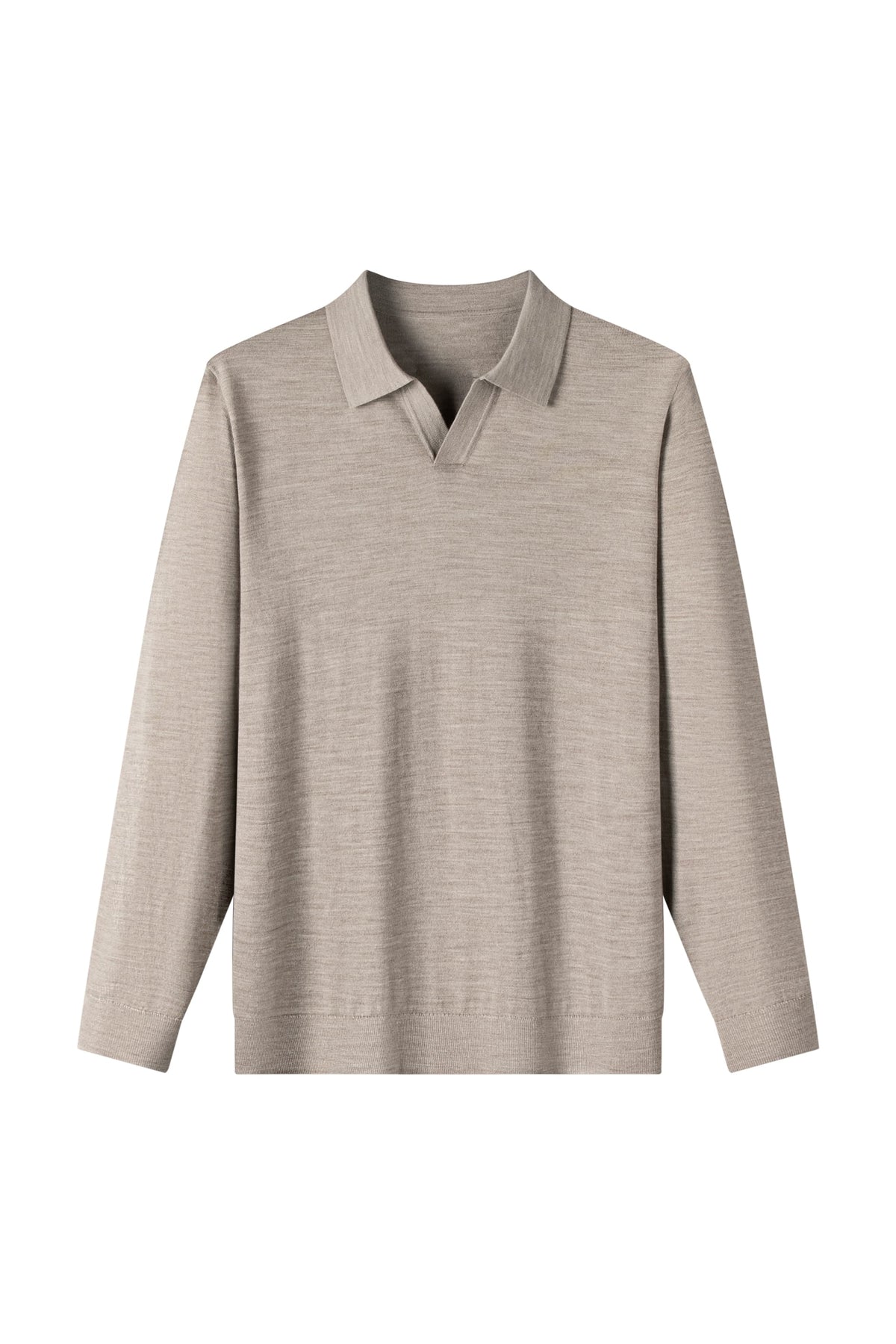 100% Fine Wool Long Sleeve Knit Polo – All-Season Essential
