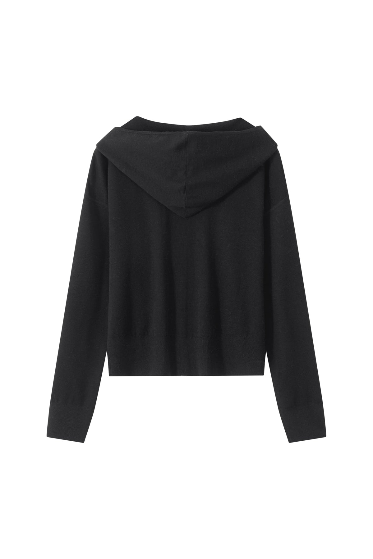 Women's 100% Wool Hooded Zip-Up Knit Cardigan
