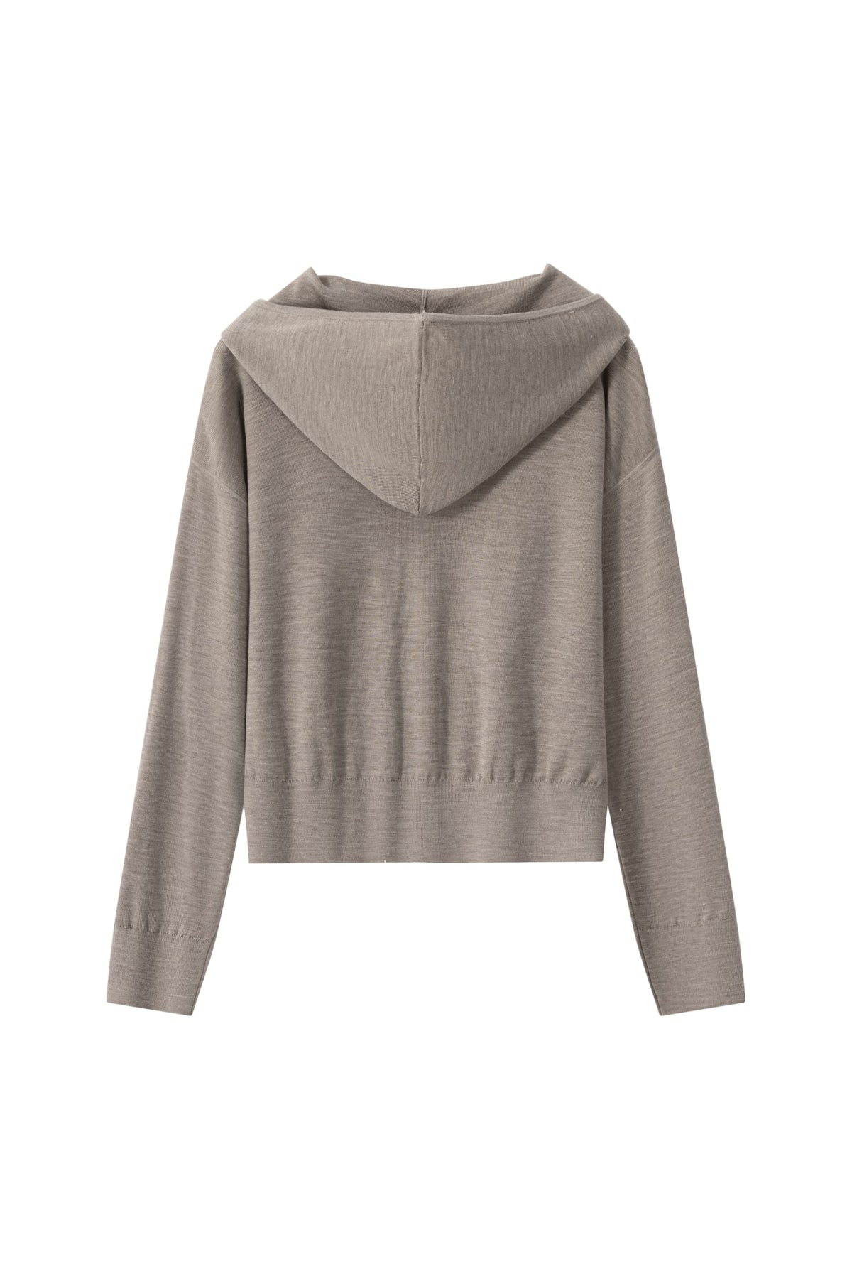 Women's 100% Wool Hooded Zip-Up Knit Cardigan