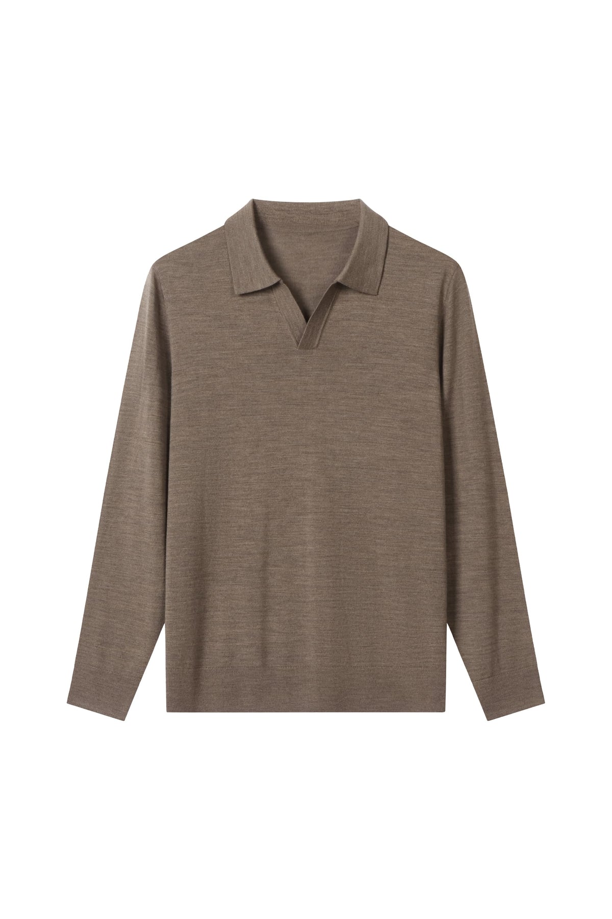 100% Fine Wool Long Sleeve Knit Polo – All-Season Essential
