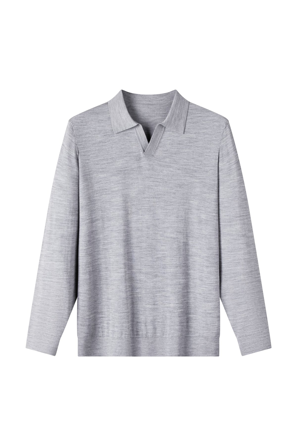 100% Fine Wool Long Sleeve Knit Polo – All-Season Essential