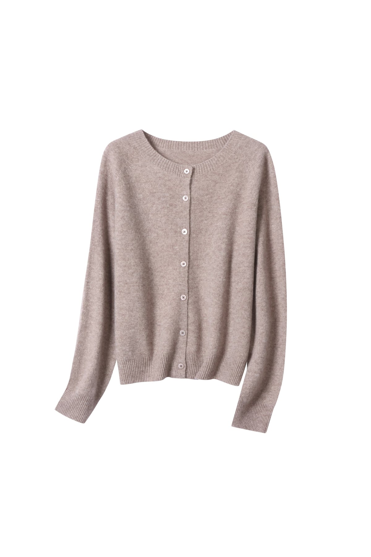 Women's 100% Fine Wool Crewneck Knit Cardigan