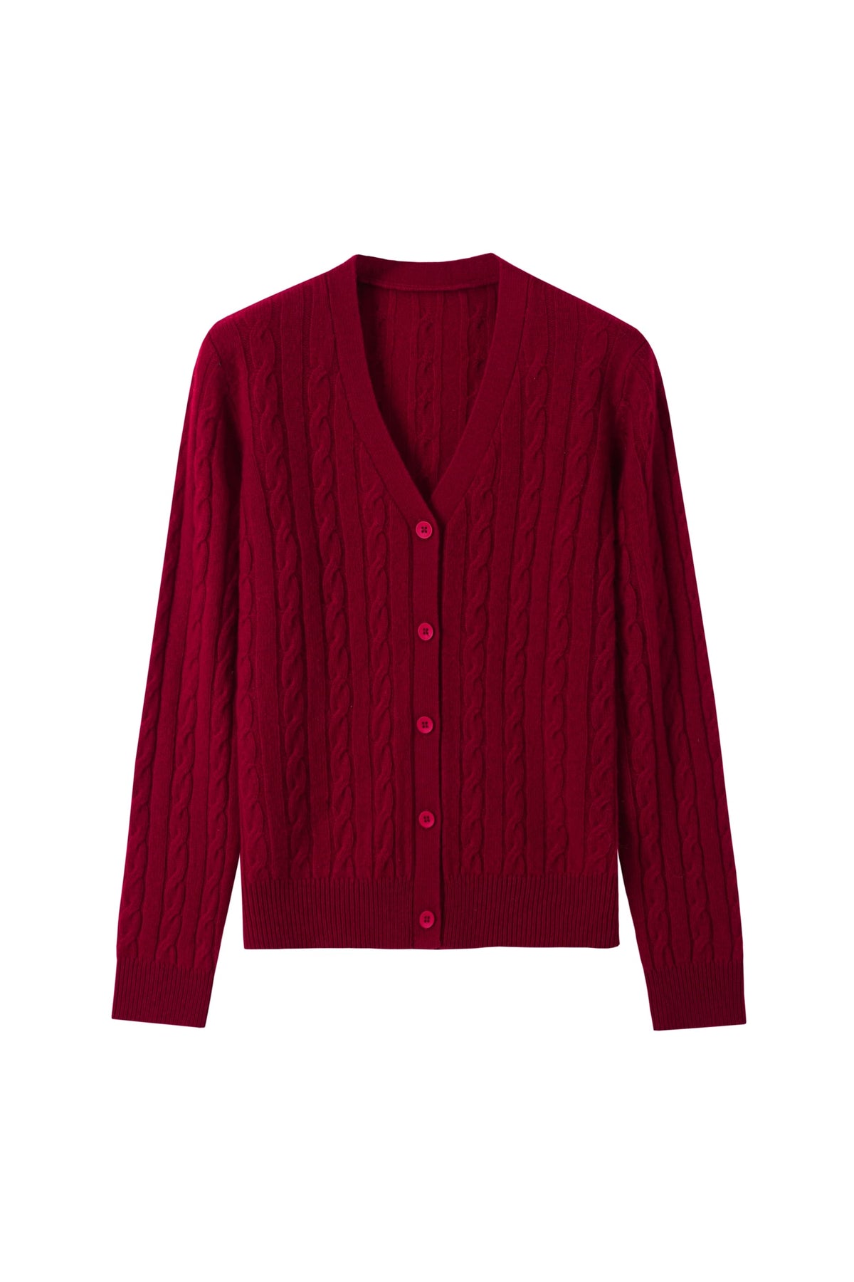Women's 100% Fine Wool V-Neck Button-Up Cardigan