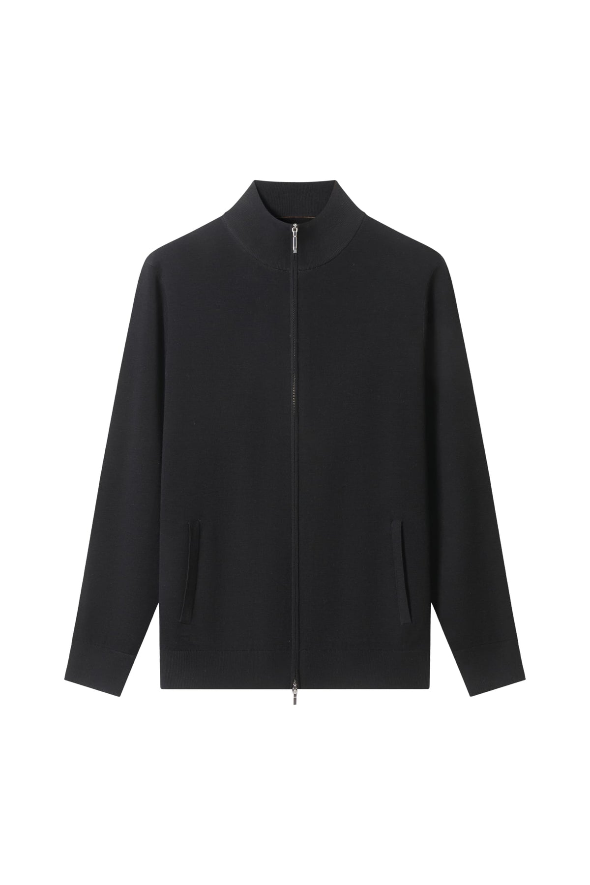 Men's 100% Fine Wool Full-Zip Mock Neck Sweater