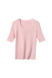 Women's 100% Fine Wool Scoop Neck Half Sleeve Sweater