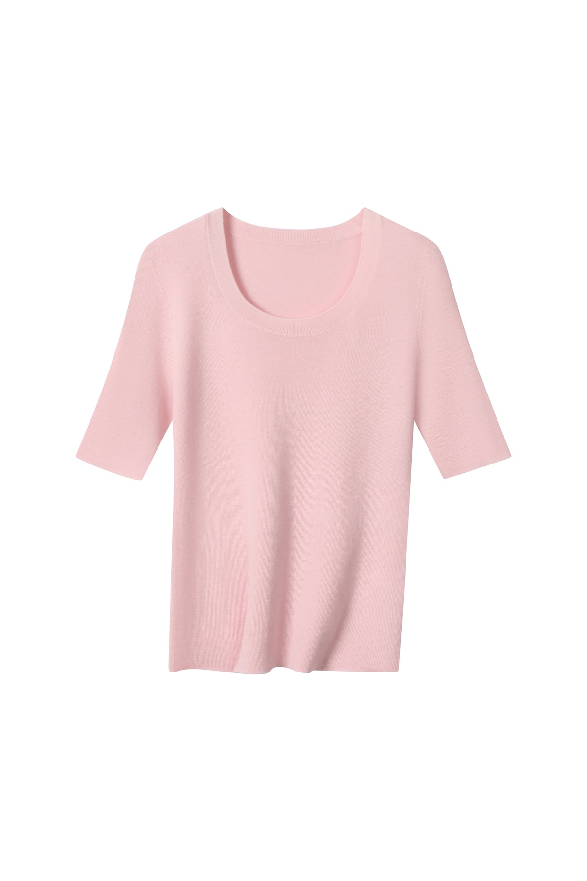 Women's 100% Fine Wool Scoop Neck Half Sleeve Sweater