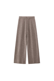 Women's 100% Fine Wool Cable Knit Wide Leg Trousers
