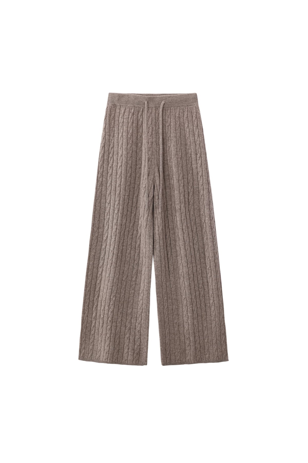 Women's 100% Fine Wool Cable Knit Wide Leg Trousers