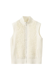 Women's 100% Fine Wool Sleeveless Zip-Up Knit Vest