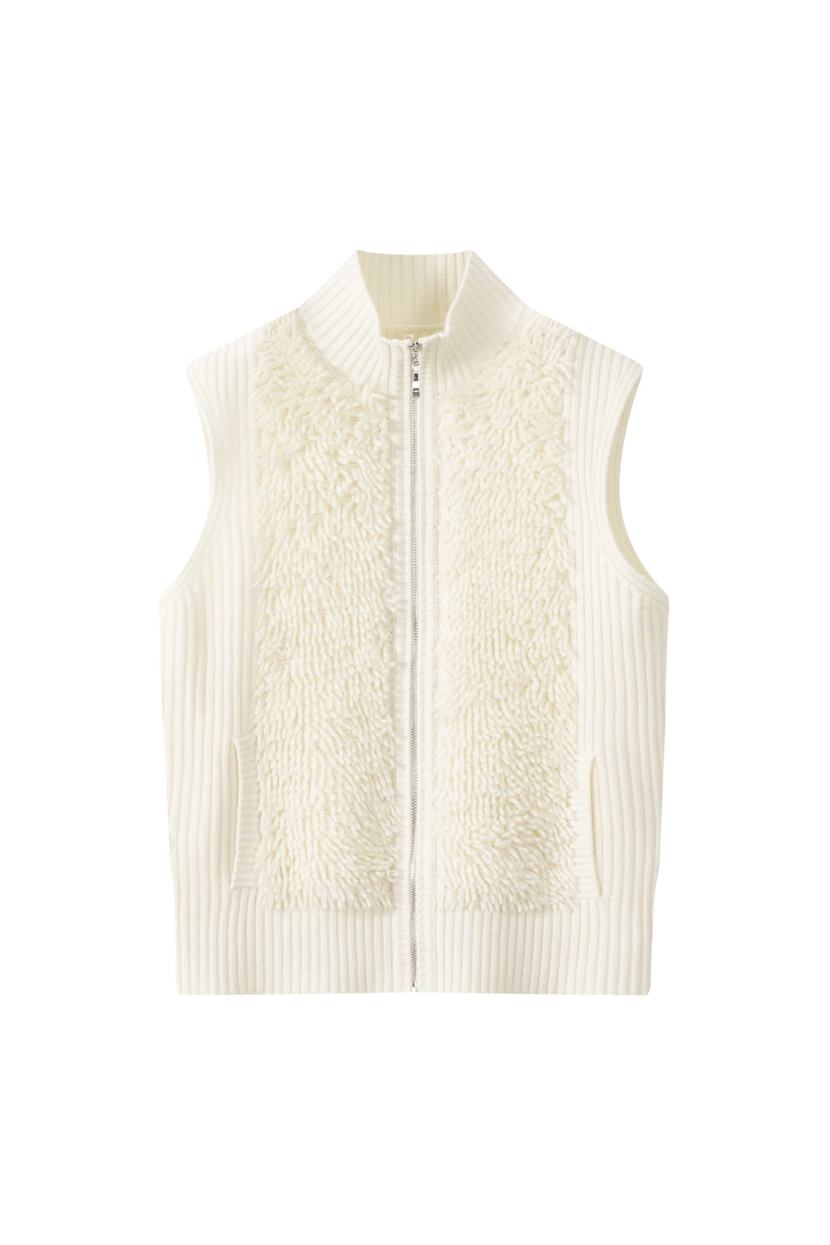 Women's 100% Fine Wool Sleeveless Zip-Up Knit Vest