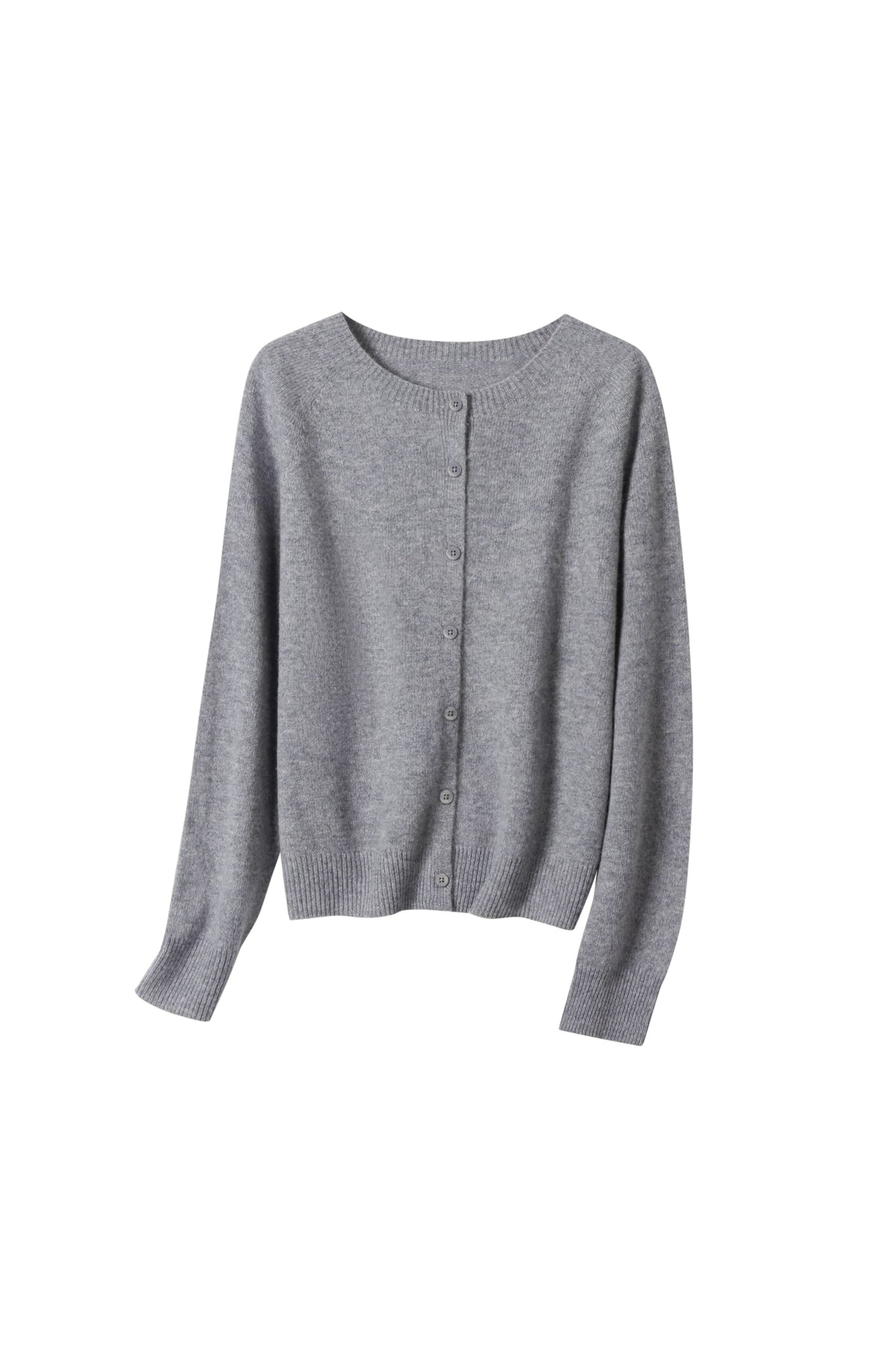 Women's 100% Fine Wool Crewneck Knit Cardigan