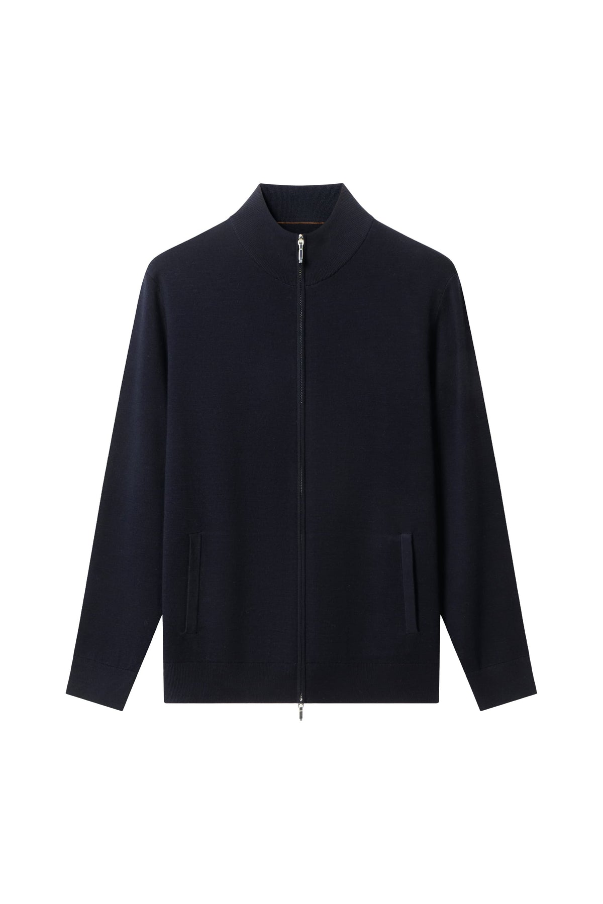Men's 100% Fine Wool Full-Zip Mock Neck Sweater