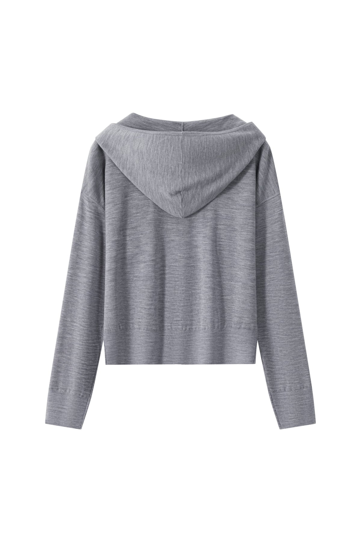 Women's 100% Wool Hooded Zip-Up Knit Cardigan