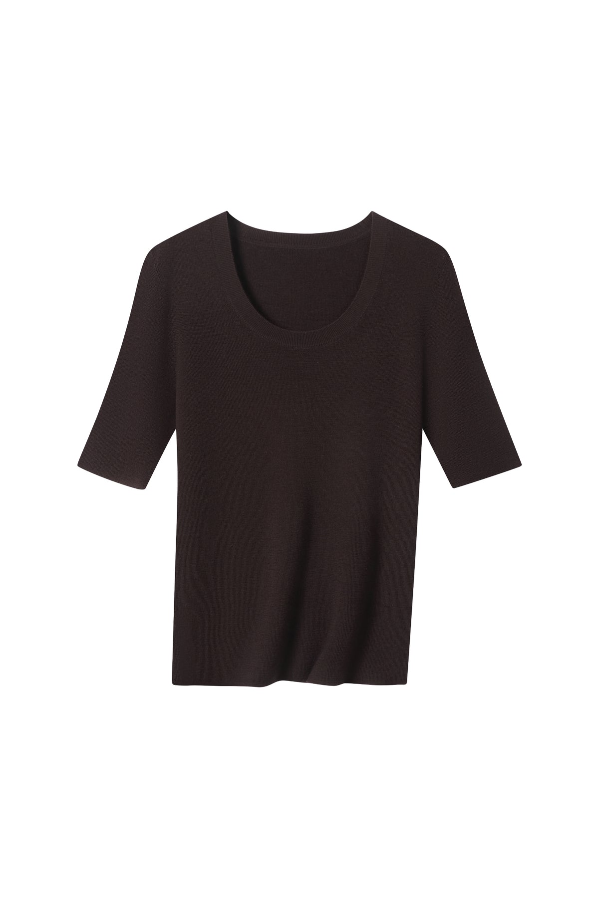 Women's 100% Fine Wool Scoop Neck Half Sleeve Sweater
