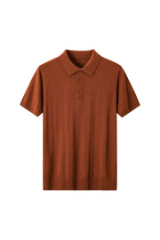 100% Fine Wool Short Sleeve Knit Polo – All-Season Essential