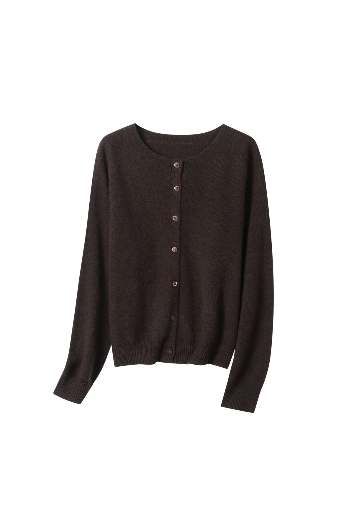 Women's 100% Fine Wool Crewneck Knit Cardigan