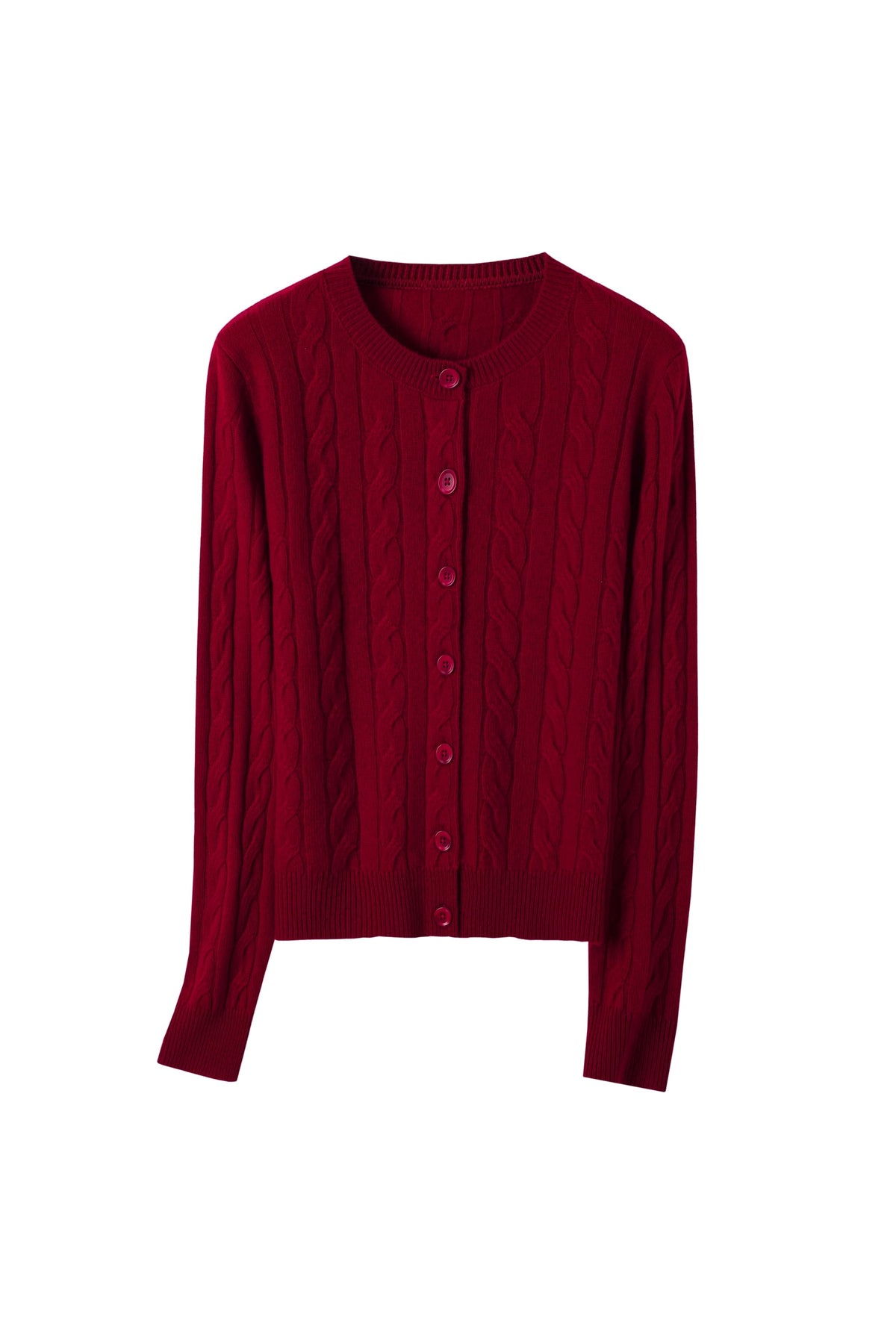 Women's 100% Fine Wool Cable Knit Button-Up Cardigan