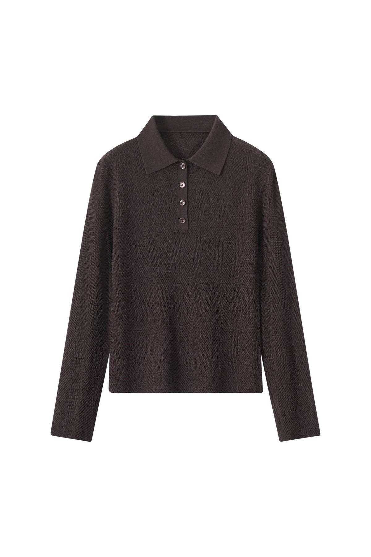 Women's 100% Fine Wool Long Sleeve Polo Sweater