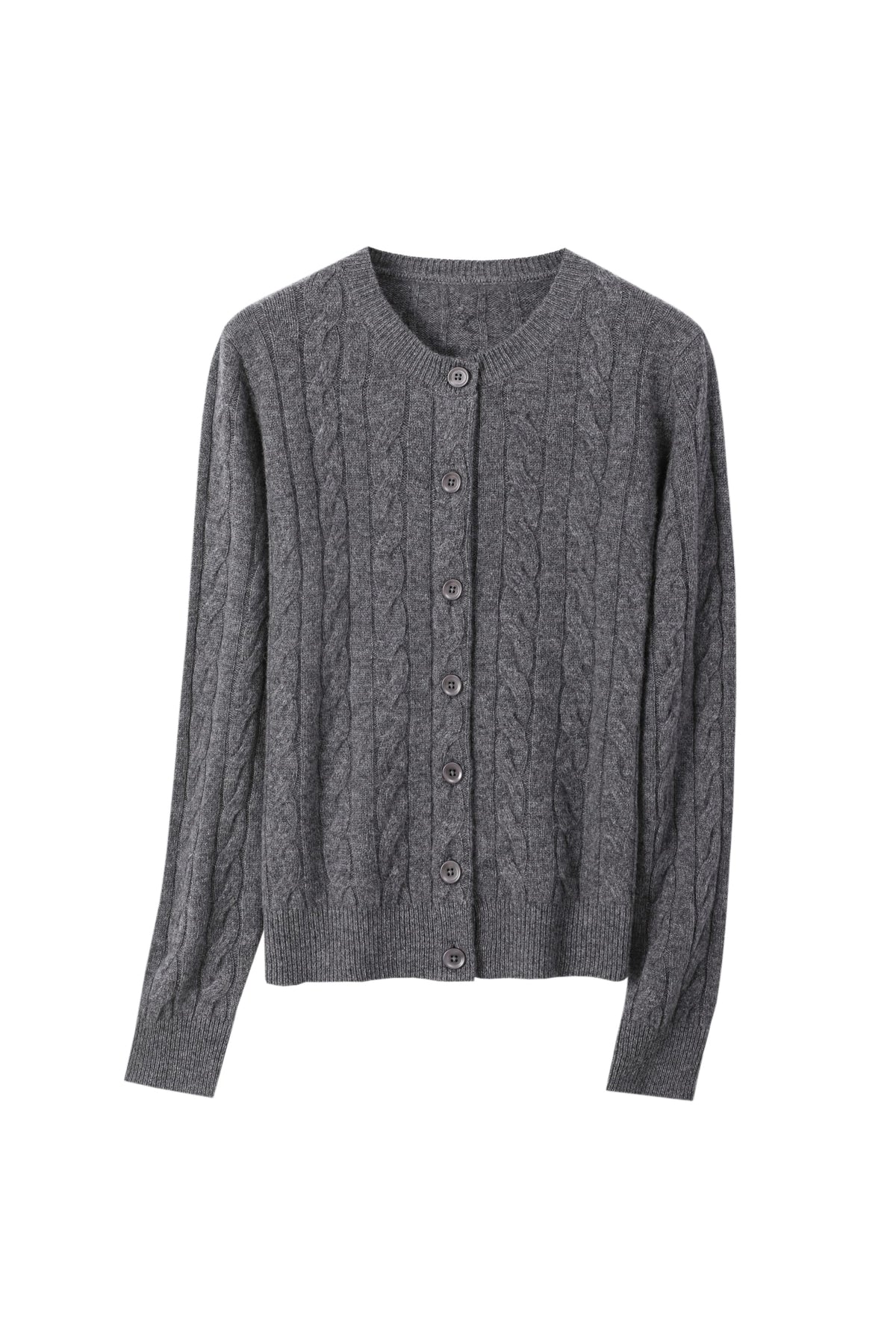 Women's 100% Fine Wool Cable Knit Button-Up Cardigan