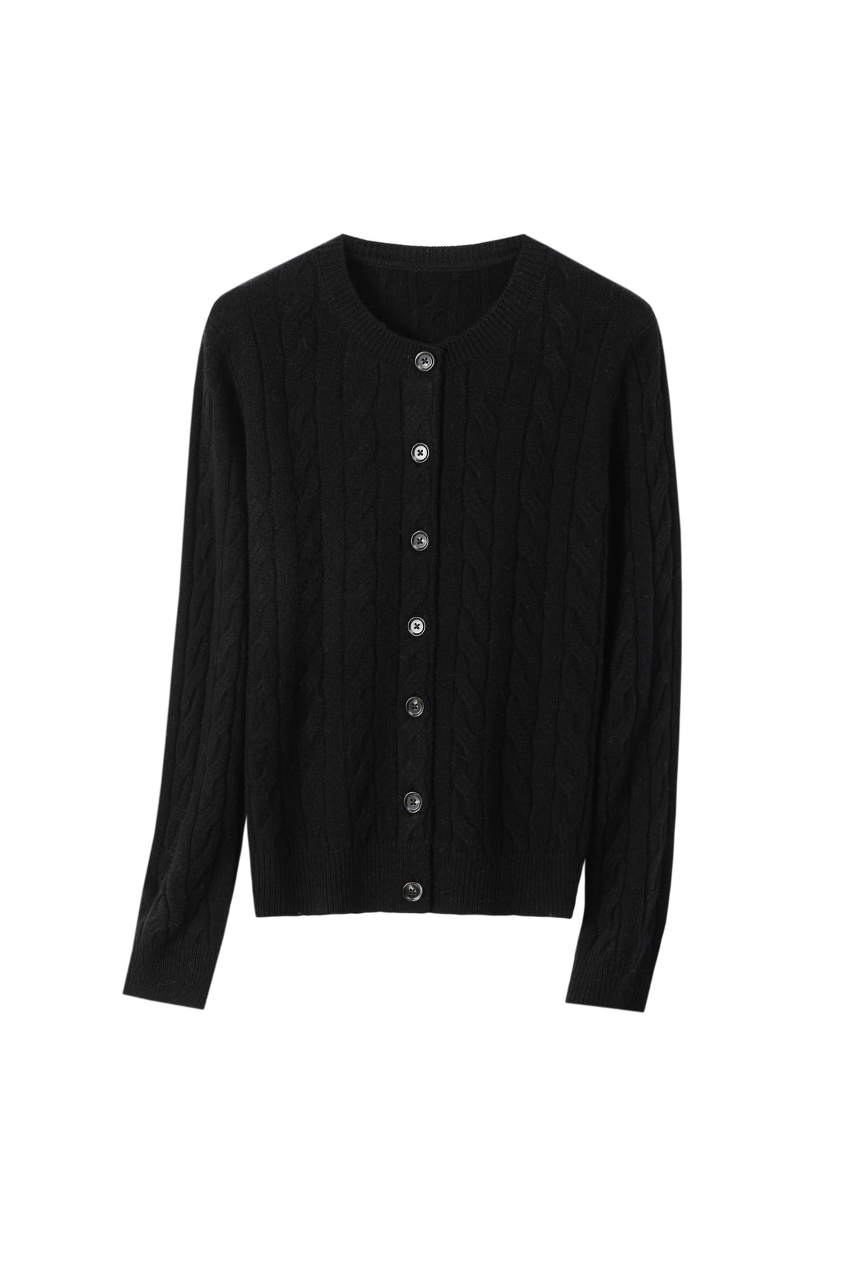 Women's 100% Fine Wool Cable Knit Button-Up Cardigan