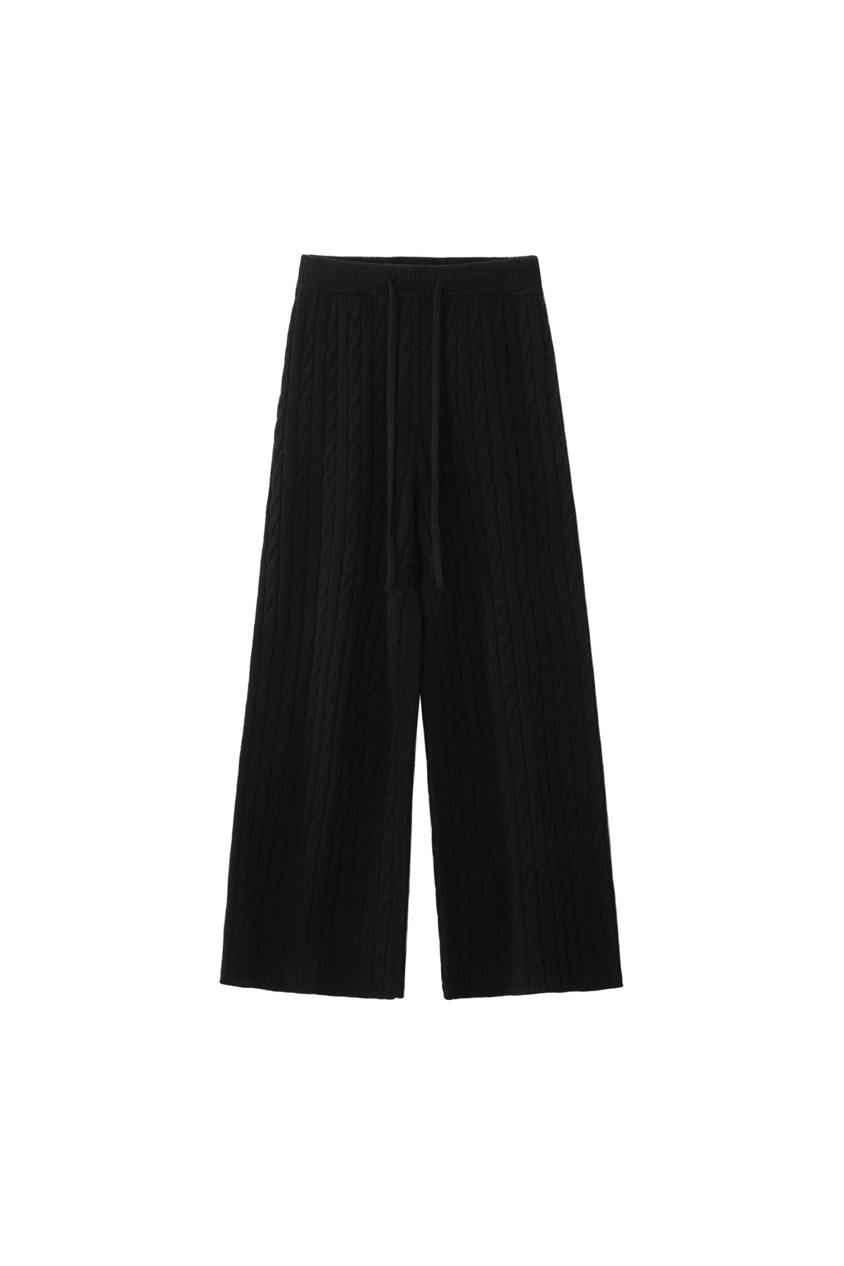 Women's 100% Fine Wool Cable Knit Wide Leg Trousers