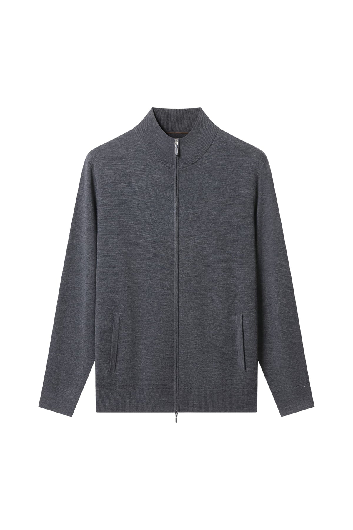 Men's 100% Fine Wool Full-Zip Mock Neck Sweater