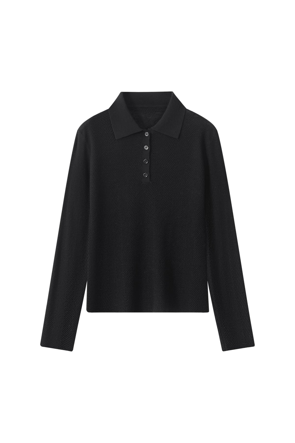Women's 100% Fine Wool Long Sleeve Polo Sweater