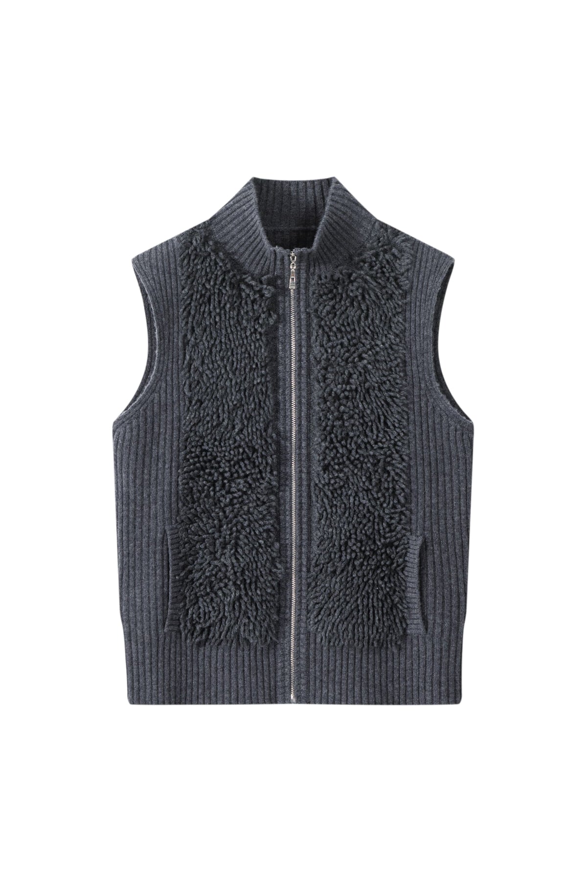 Women's 100% Fine Wool Sleeveless Zip-Up Knit Vest