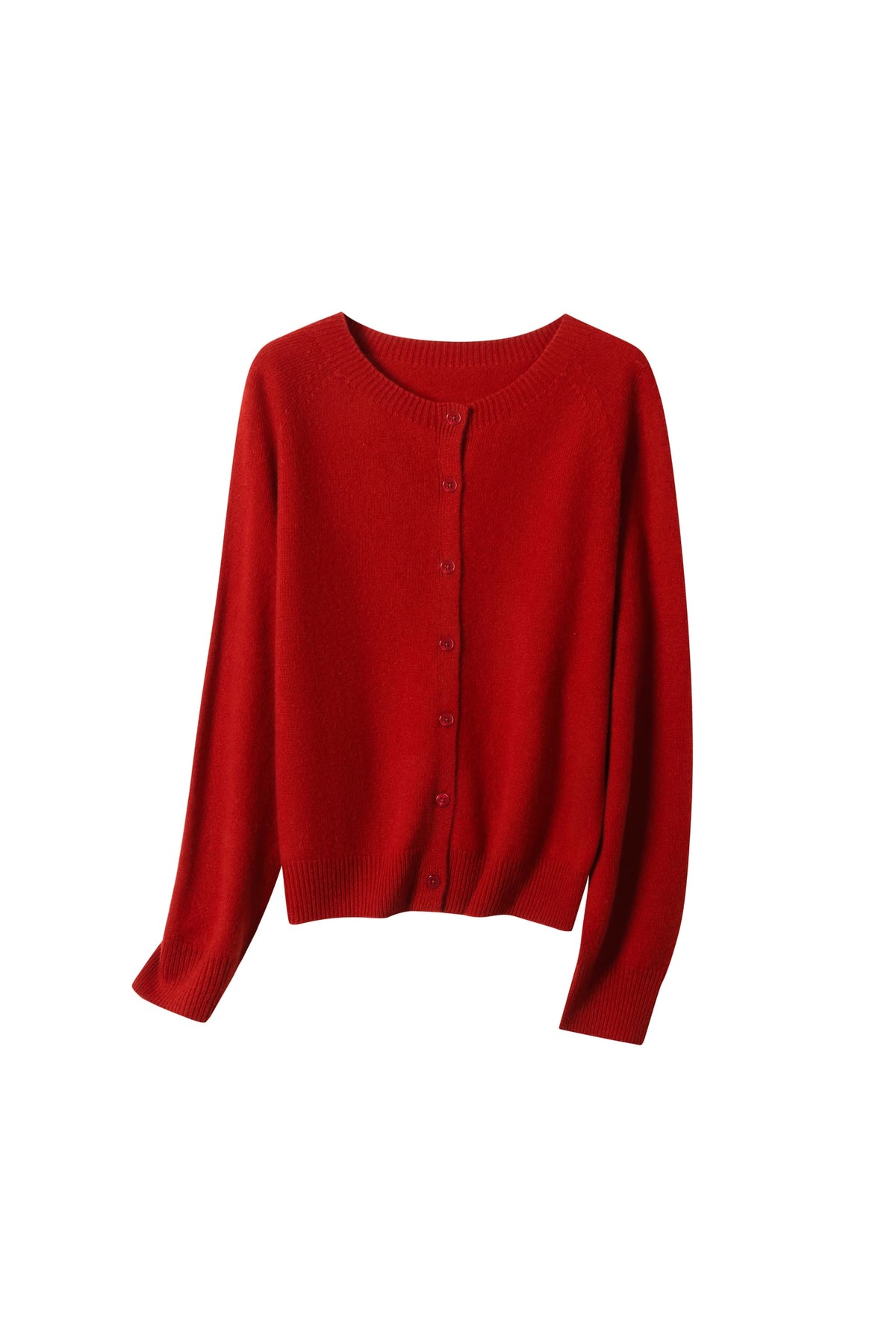 Women's 100% Fine Wool Crewneck Knit Cardigan