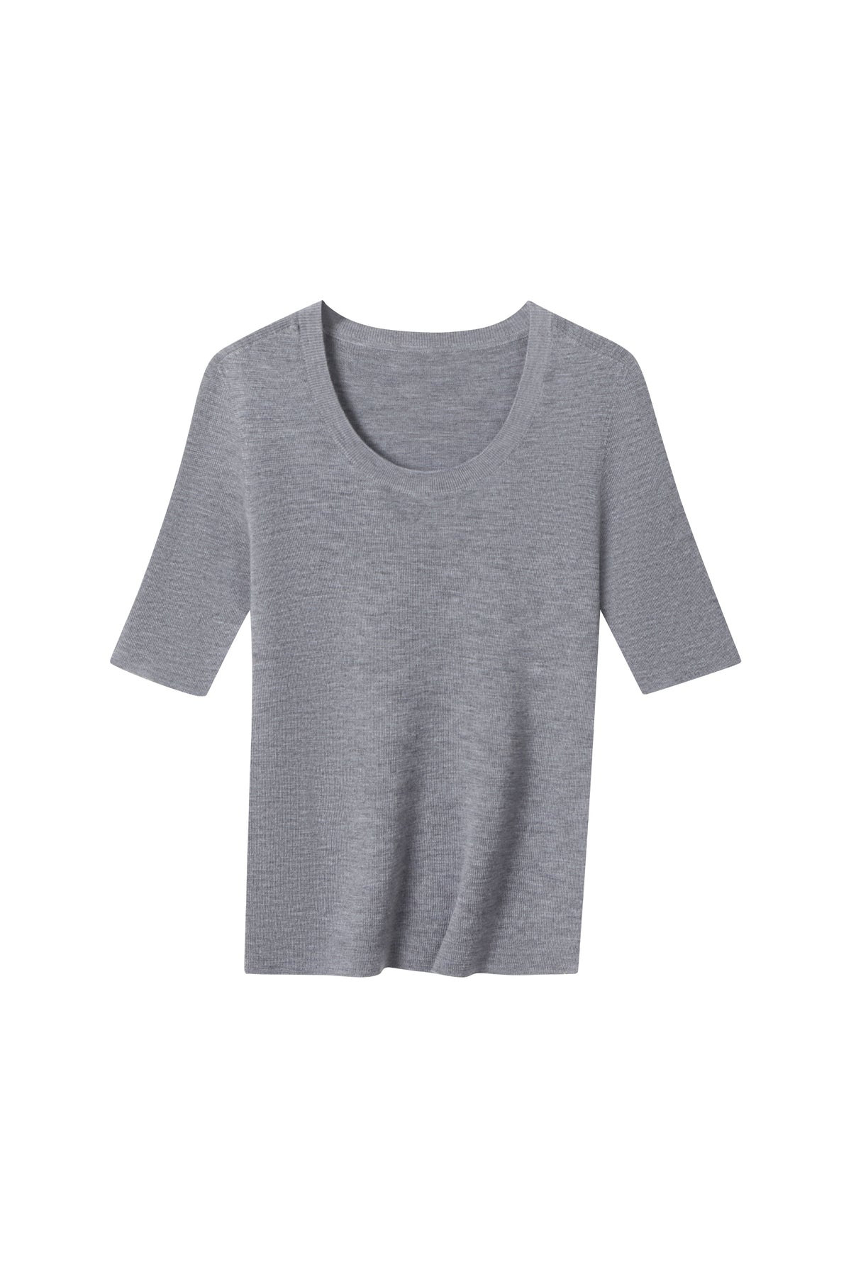 Women's 100% Fine Wool Scoop Neck Half Sleeve Sweater