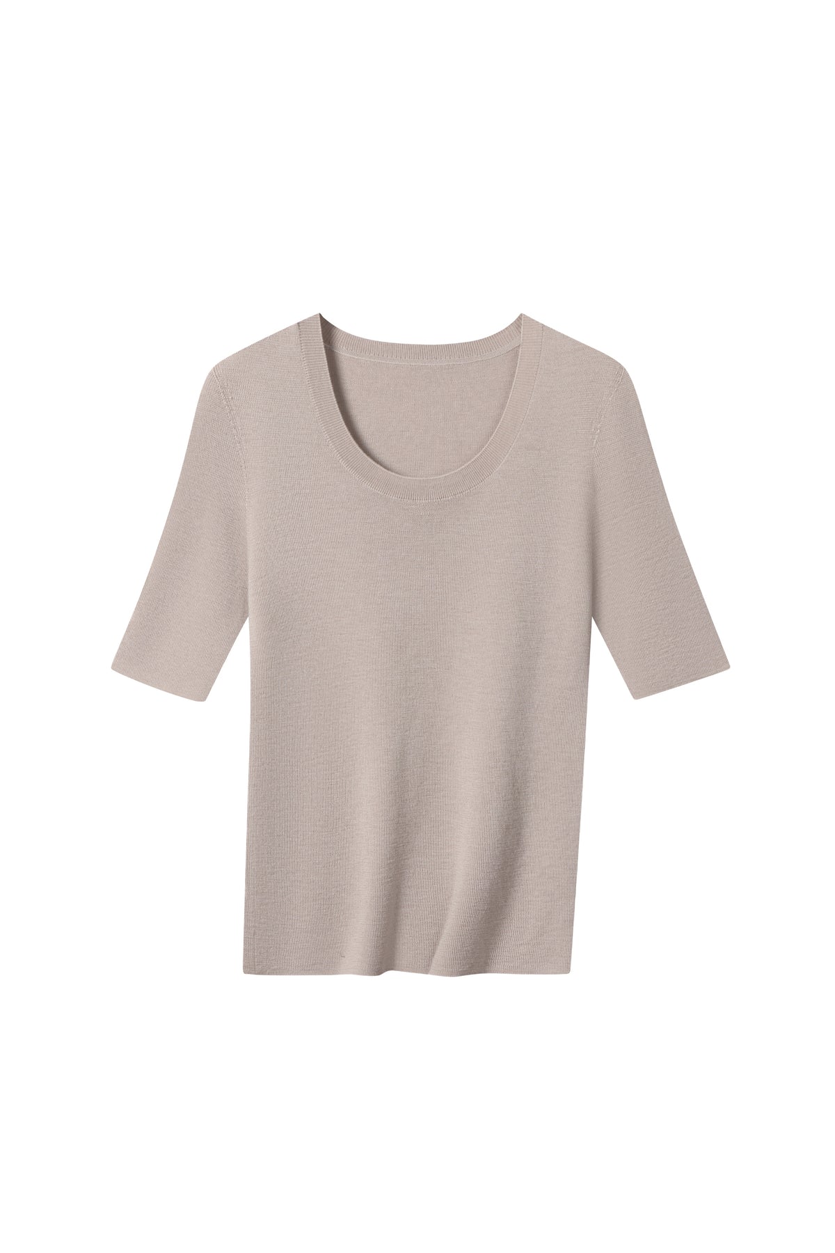 Women's 100% Fine Wool Scoop Neck Half Sleeve Sweater