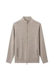 Men's 100% Fine Wool Full-Zip Mock Neck Sweater