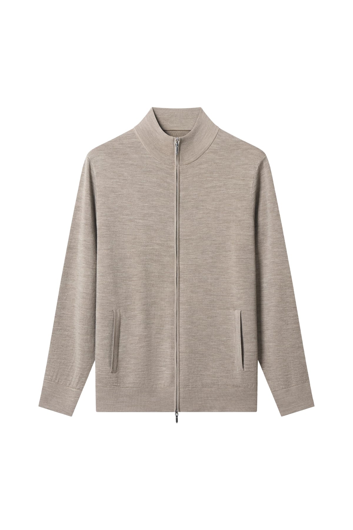Men's 100% Fine Wool Full-Zip Mock Neck Sweater