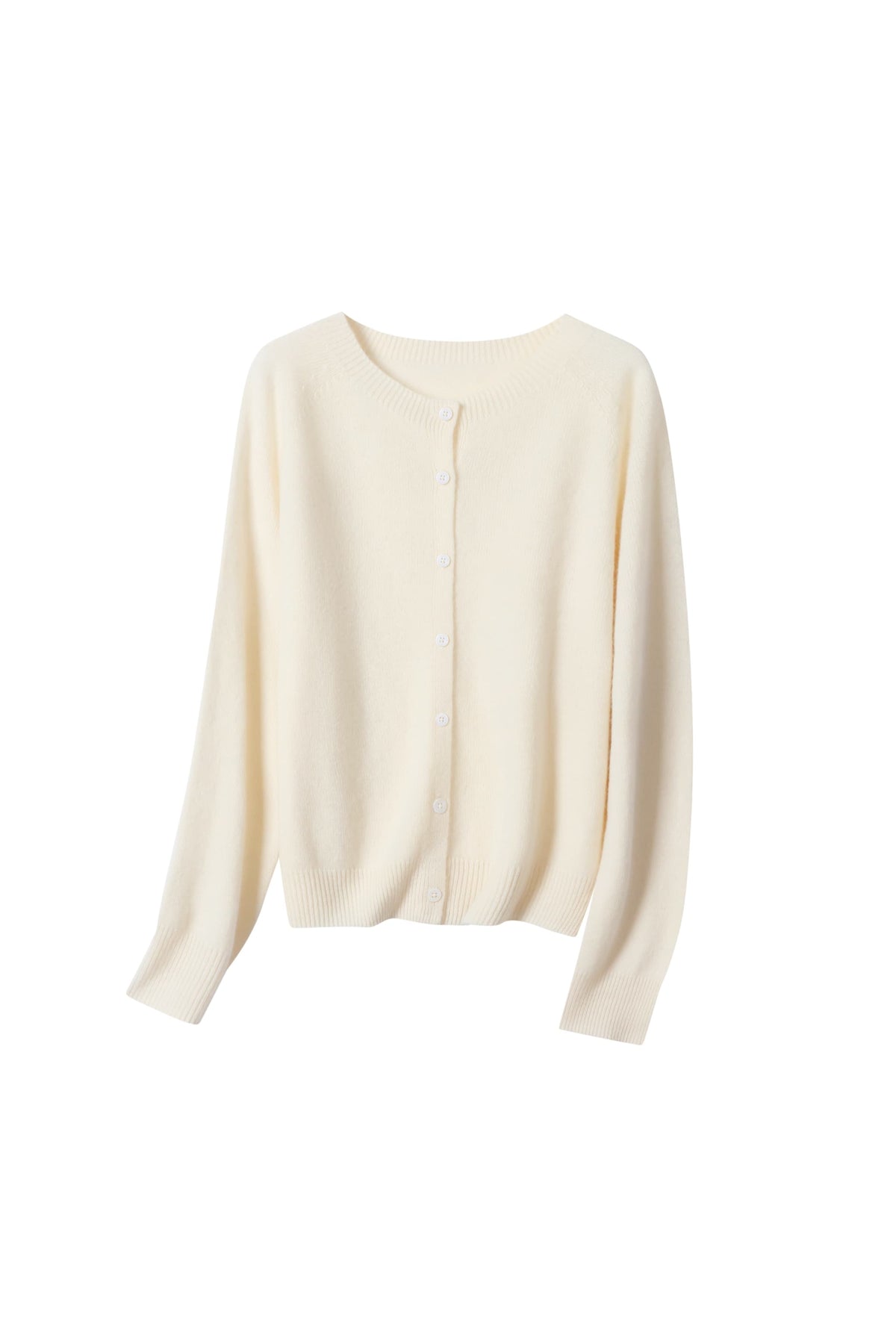 Women's 100% Fine Wool Crewneck Knit Cardigan