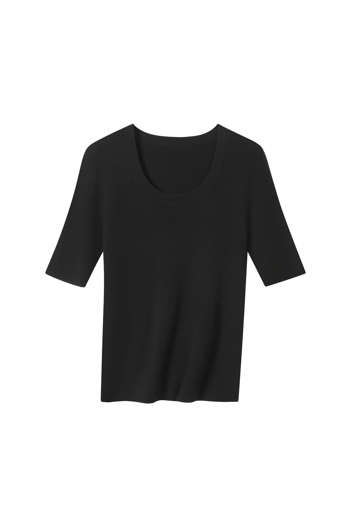 Women's 100% Fine Wool Scoop Neck Half Sleeve Sweater