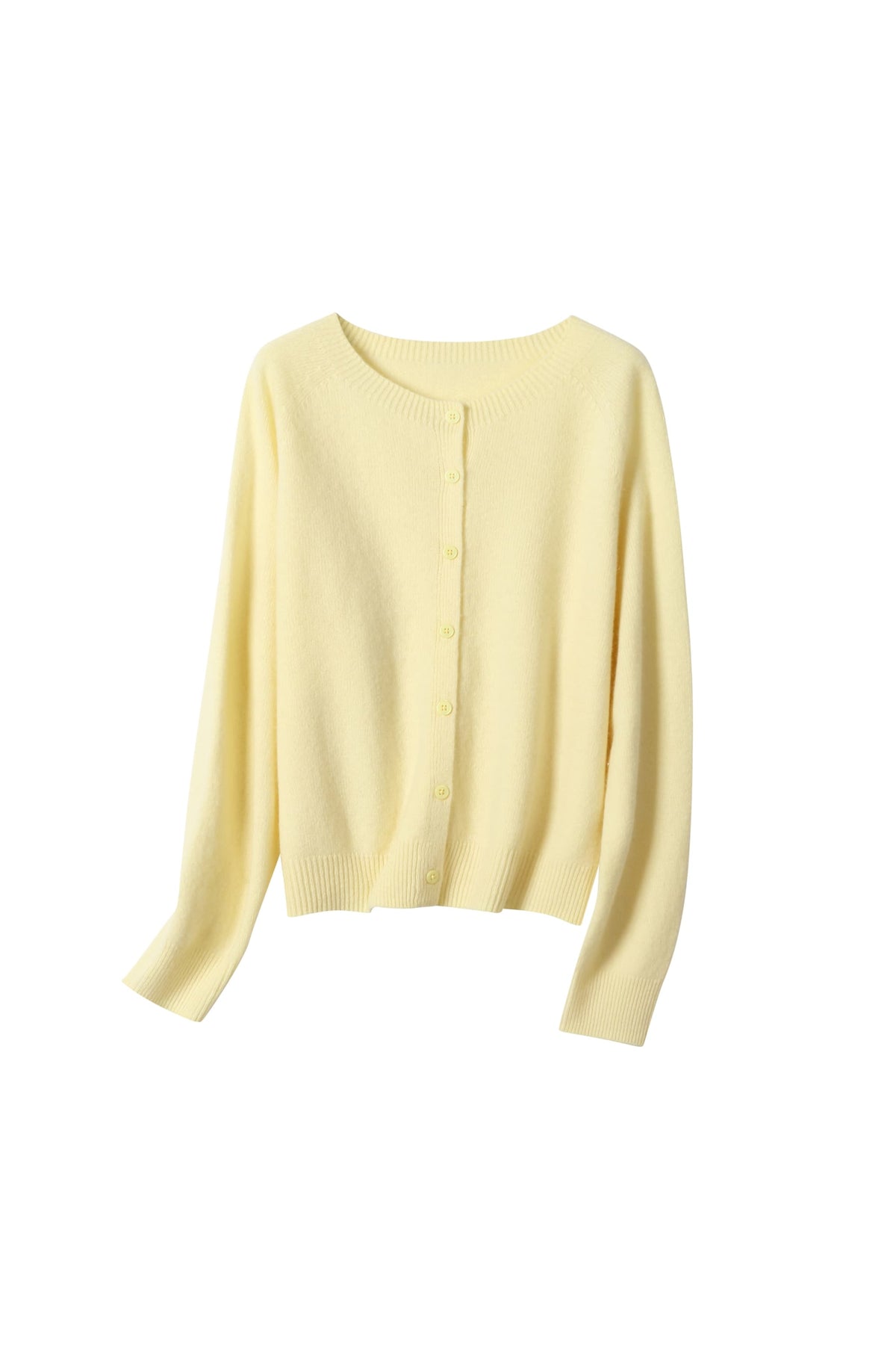 Women's 100% Fine Wool Crewneck Knit Cardigan